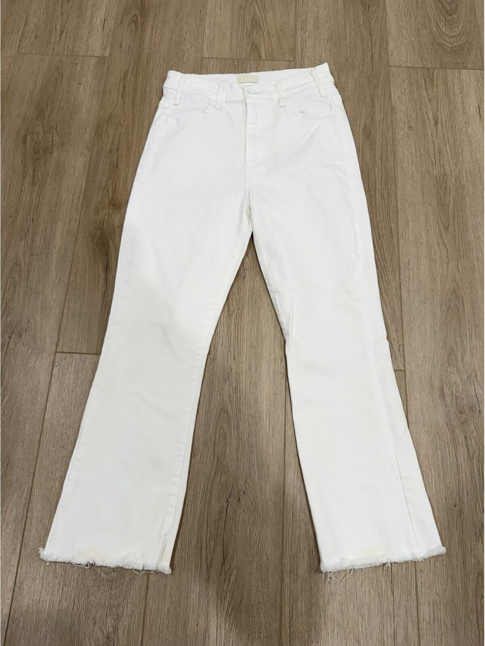 Mother Jeans Womens 28 White Lil Hustler Ankle Fray Fairest Of Them All Denim